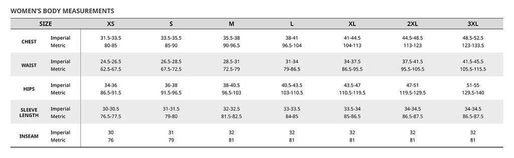 Stormtech Women's Size Chart