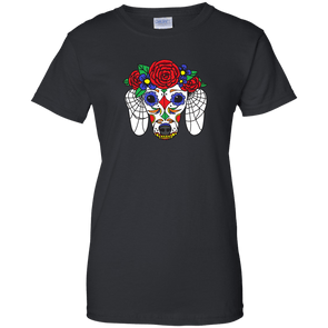 Sugar Skull Doxie Ladies' 100% Cotton T-Shirt