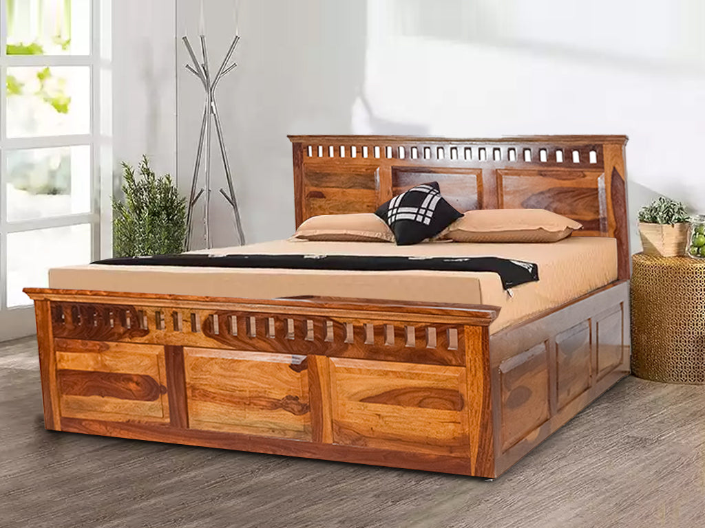 Camden Drawer Storage Bed in Sheesham Wood Teak Finish – GetMyCouch