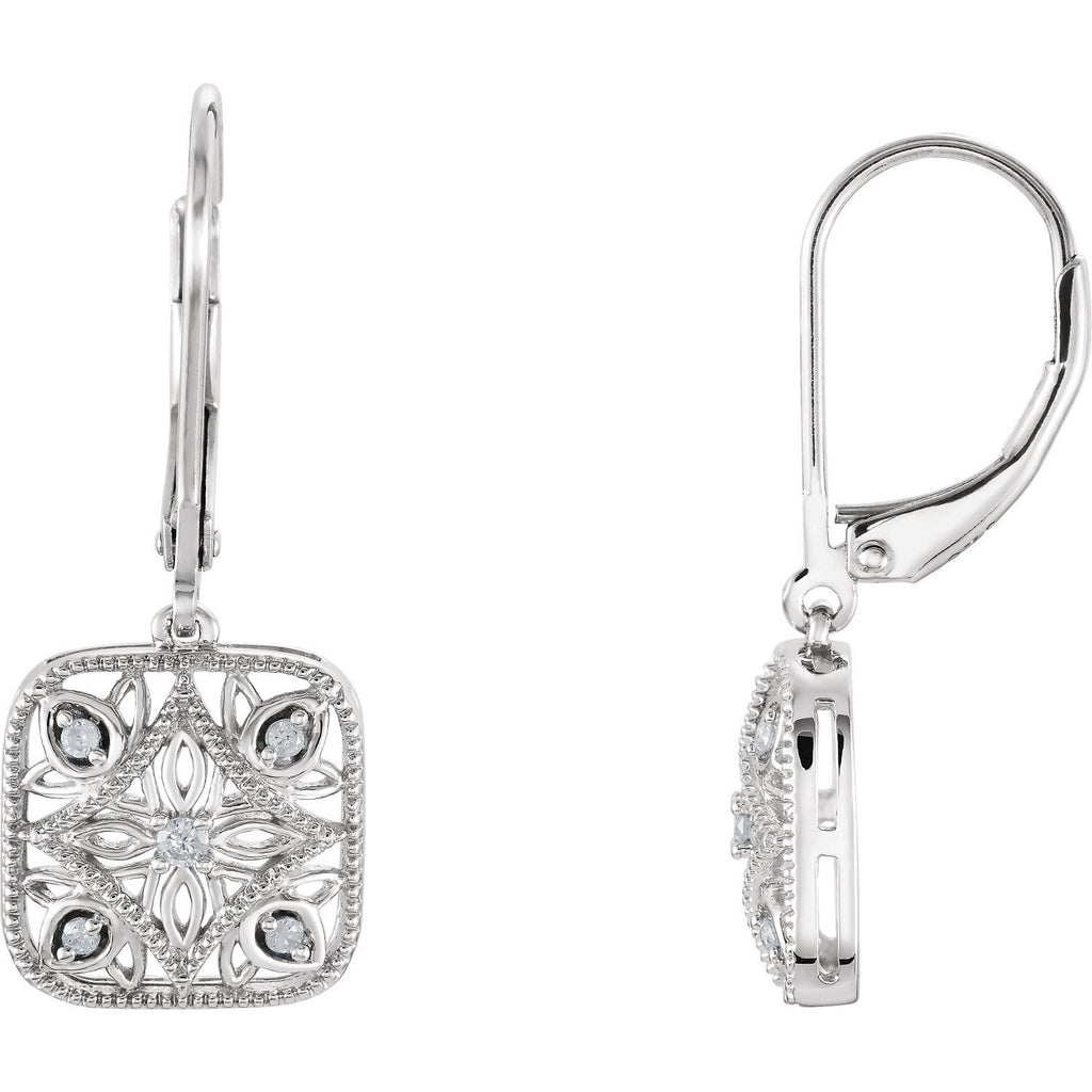 Sterling Silver 1/10 Diamond Accented Lever Back Earrings – WW Design, LLC