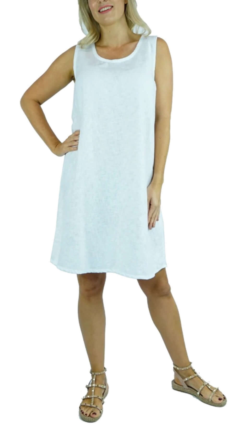 A Line Cotton Dress (White)  Beach Dress – Bare Essentials