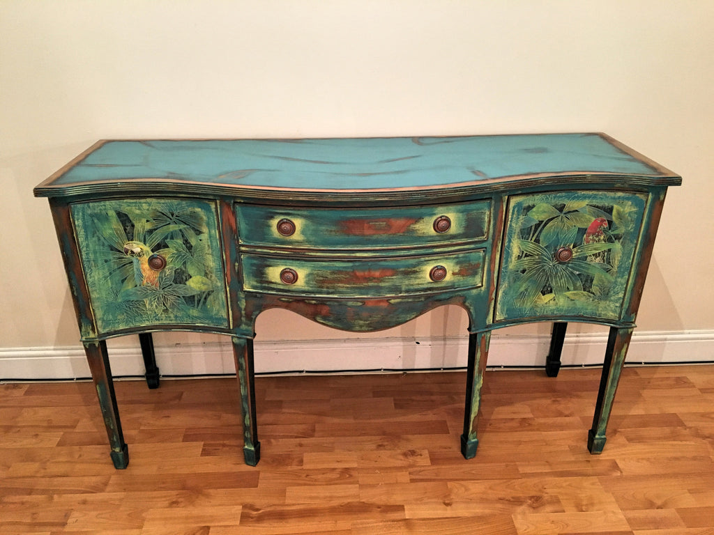 Upcycled Regency Georgian Style Sideboard Buffet Cabinet Yellow
