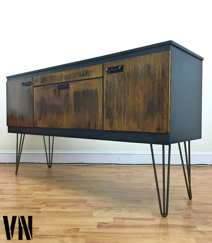 Teak Sideboard Drinks Record Cabinet On Hairpin Legs Voodoonest