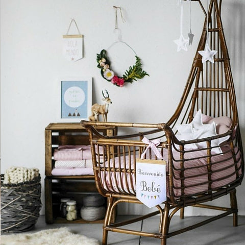 vintage wicker crib