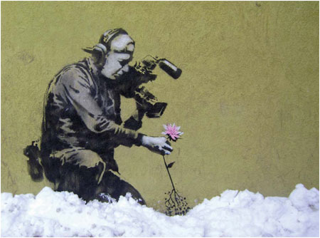 Banksy Cameraman and Flower - Utah, USA