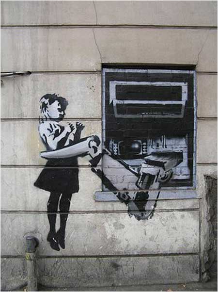 Banksy Cash Machine Girl Graffiti - Exmouth Market, London