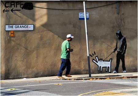 Banksy Keith Haring Dog Graffiti - Bermondsey, London