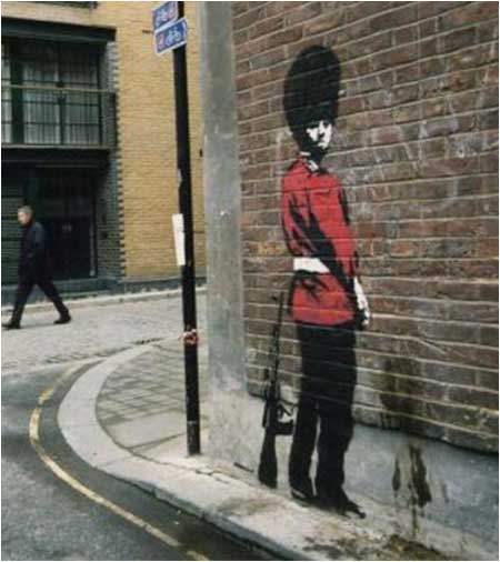 Banksy Pissing Soldier Graffiti - London