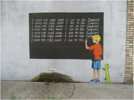 banksy  Must Not Copy What I See on The Simpsons Graffiti – New Orleans, USA