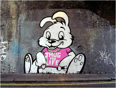 Banksy Thug For Life Bunny Graffiti - London