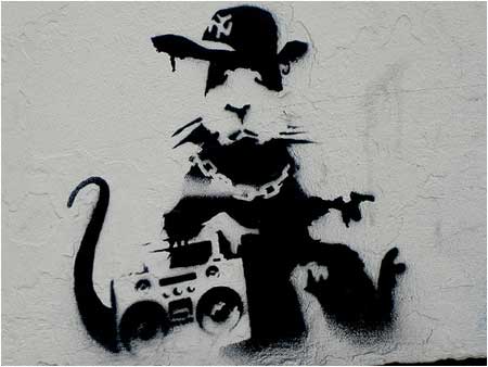 Banksy Gangsta Rat Graffiti - Moorfields Eye Hospital, London