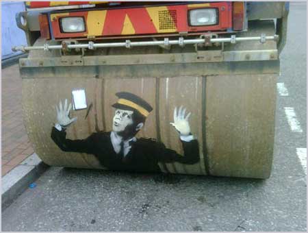 Banksy Steam Roller Traffic Warden - Lewisham London