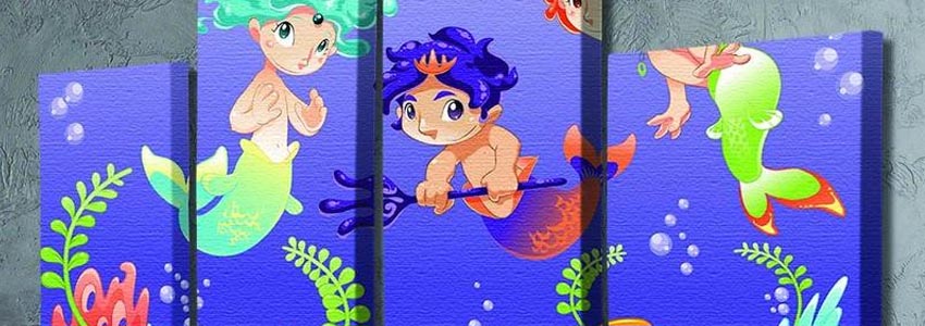 Mermaid 4 Split Panel Canvas Prints