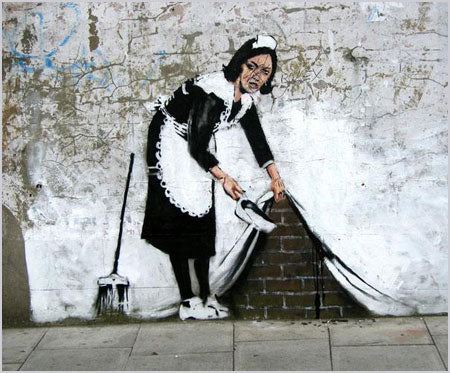 Banksy Maid Sweeping Under The Carpet - Chalk Farm Road, London