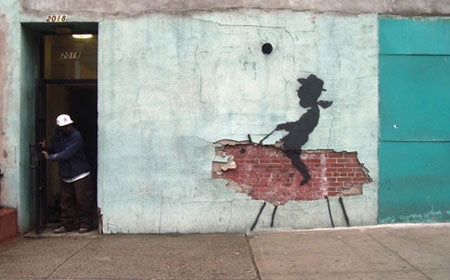 Banksy Rodeo Cowboy Kid Graffiti - New York, USA