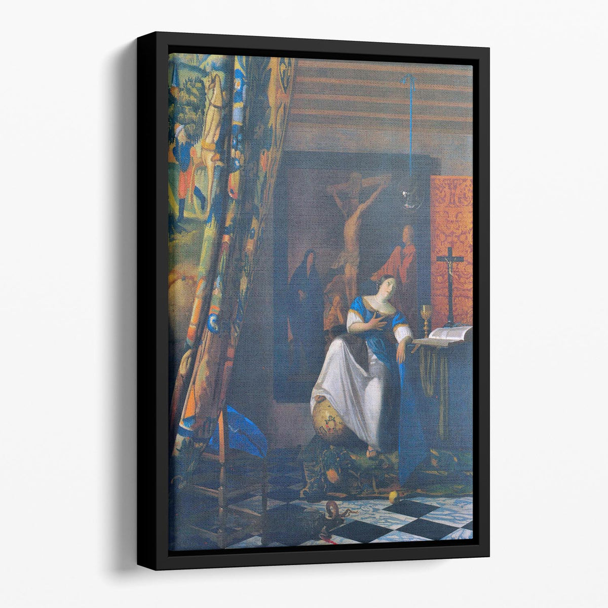Allegory of Faith by Vermeer Floating Framed Canvas | Canvas Art Rocks