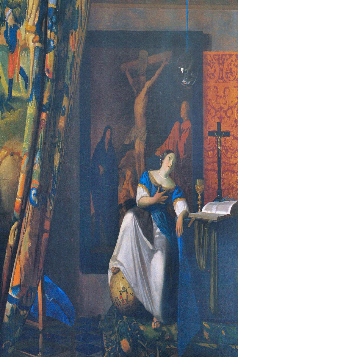 Allegory of Faith by Vermeer Floating Framed Canvas | Canvas Art Rocks