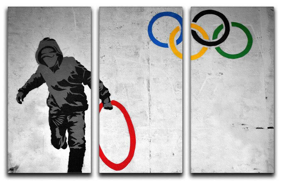 Banksy Olympic Rings 3 SplitPanel Canvas Print Canvas Art Rocks