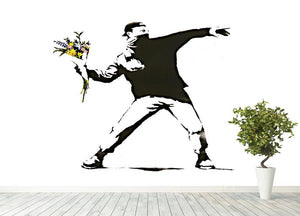 Banksy Flower Thrower Wall Mural Wallpaper - Canvas Art Rocks - 4