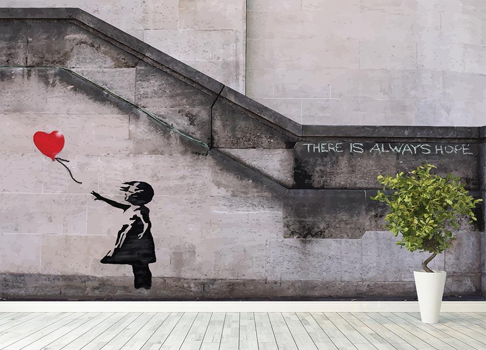 Banksy There Is Always Hope Wall Mural Wallpaper Canvas Art Rocks