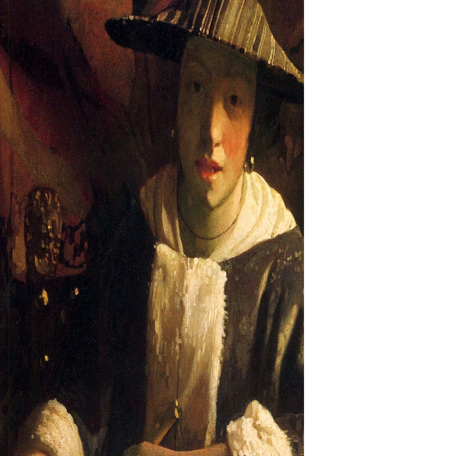 Girl with a flute by Vermeer Floating Framed Canvas | Canvas Art Rocks