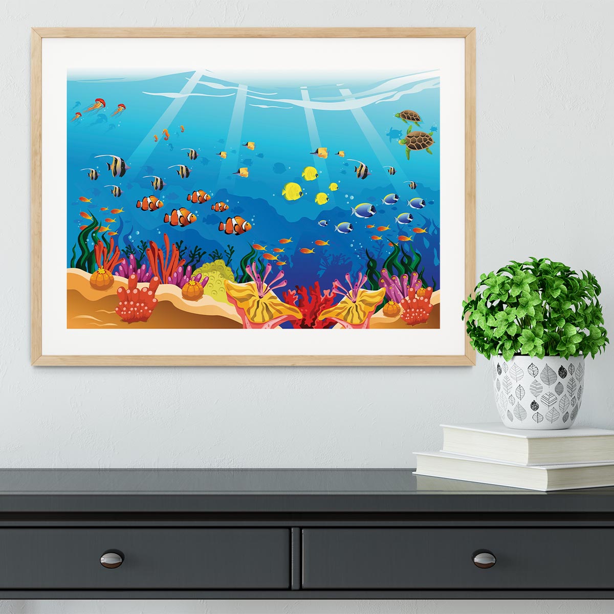 Marine underwater scene Framed Print | Canvas Art Rocks