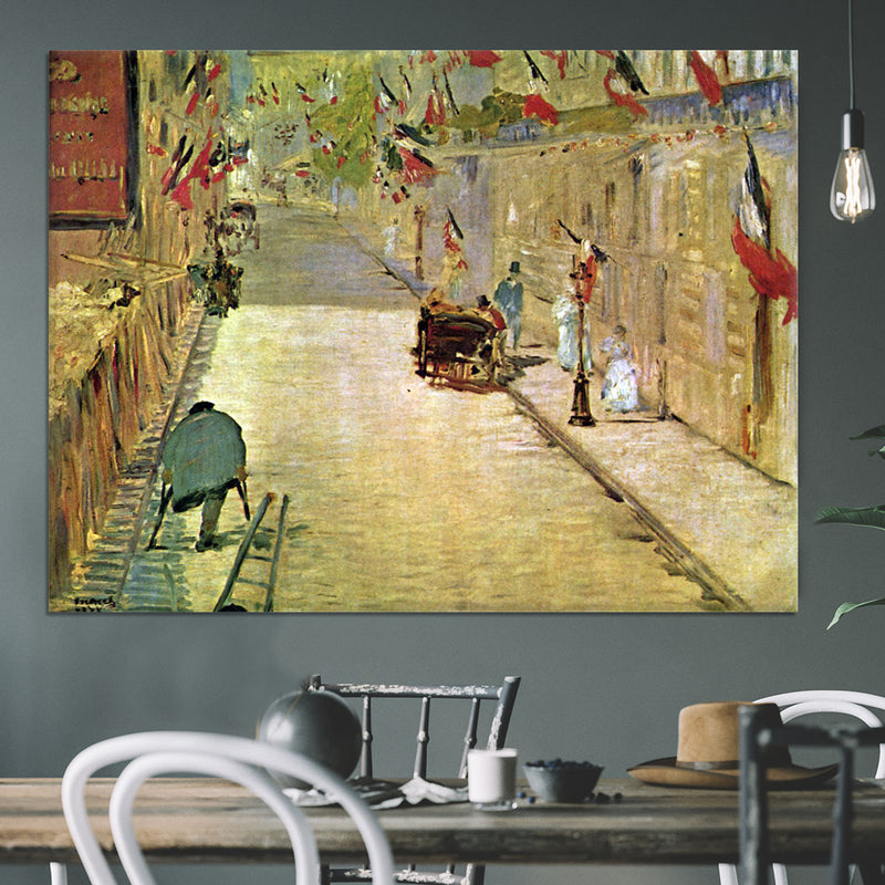Rue Mosnier with Flags by Manet Canvas Print or Poster | Canvas Art Rocks