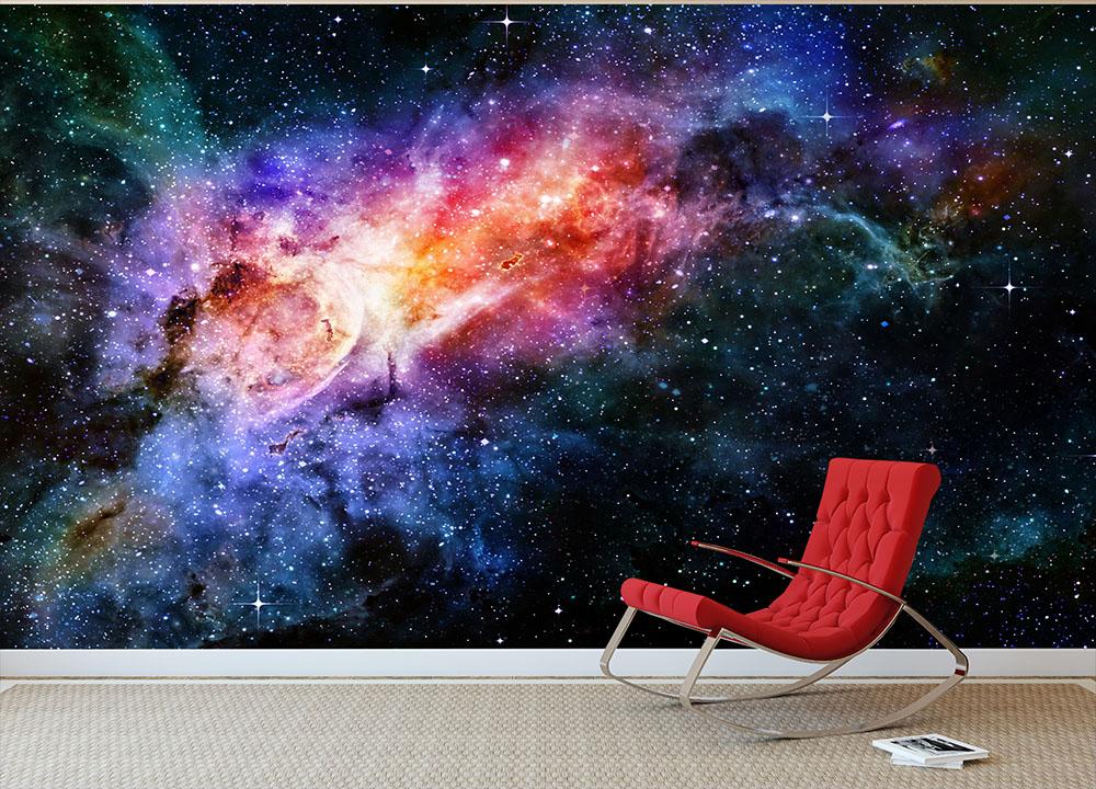 starry deep outer space nebula and galaxy Wall Mural Wallpaper | Canvas