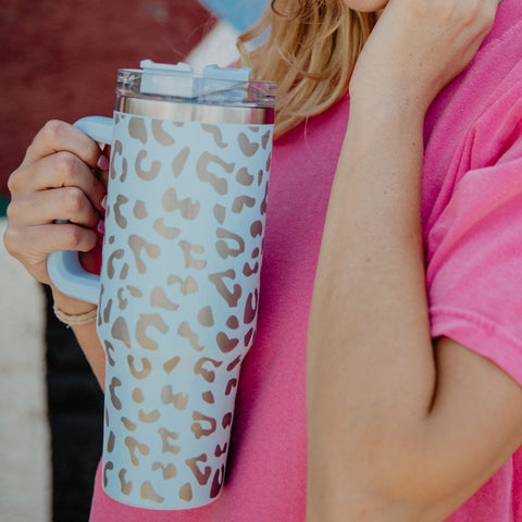 Teal Animal Print 4 in 1 Can Cooler and Tumbler – The Water Lily Co