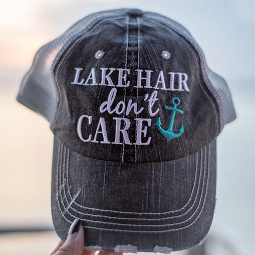 Personalize Pool Hair Dont Care Flamingo Trucker Cap