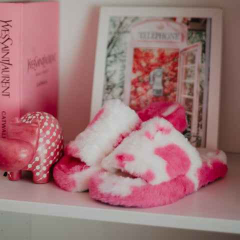 Girls Heart Faux Fur Slippers