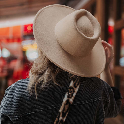 Brown Wide Brim Felt Hat for Women