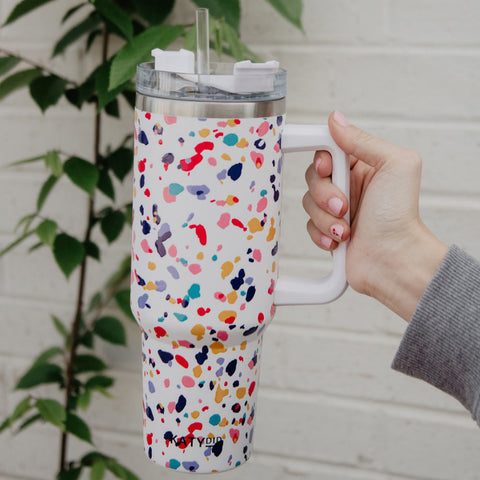 Tropical Leaves Tumbler with Handle