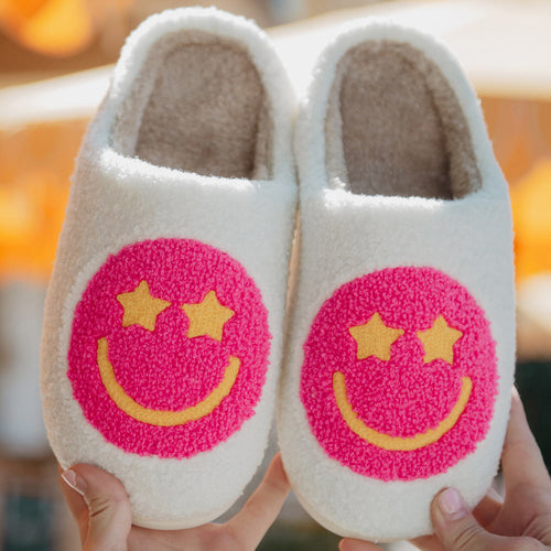 Cozy Winter Happy Face Slippers For Women Funny Socks With