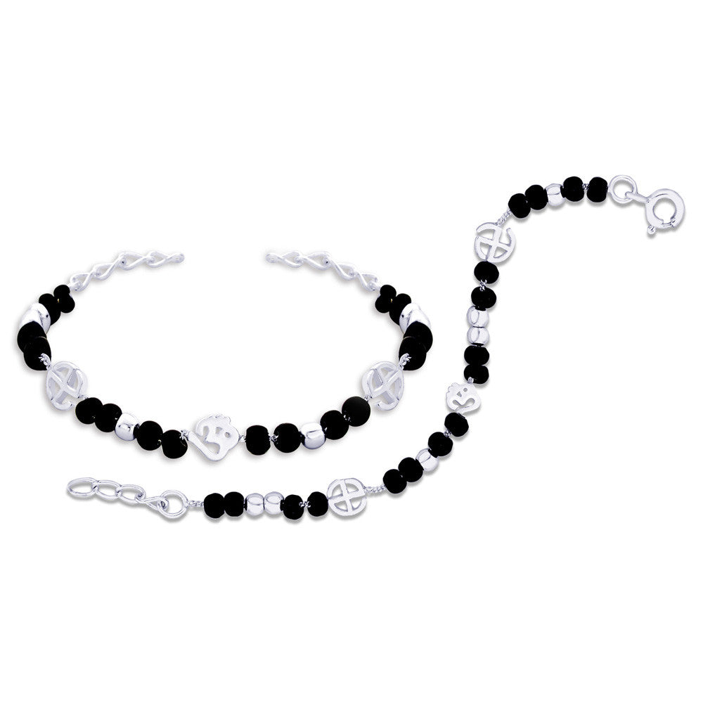 black and silver bracelet