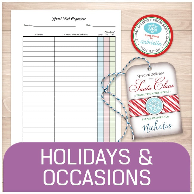 Holiday and Occasion Printable Pages - Printable Planning