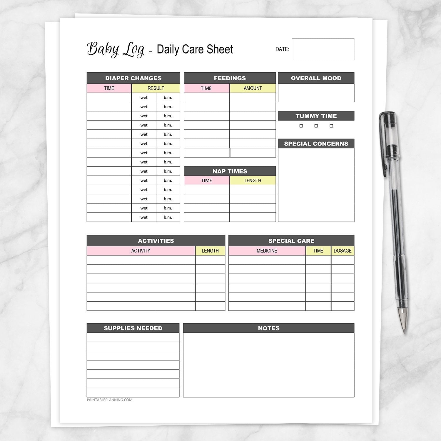 baby-log-daily-infant-care-sheet-pink-and-yellow-printable-at-printable-planning-for-only-5-95