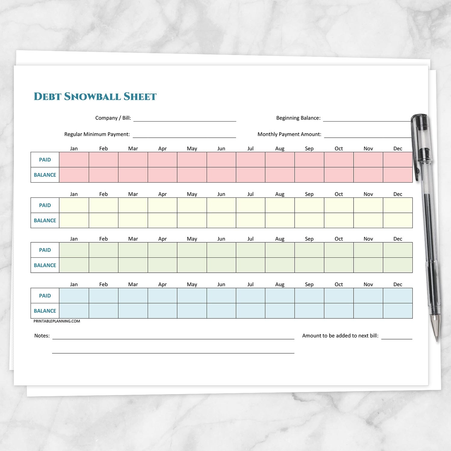 Debt Snowball Sheet And Debt Payoff Plan Printable Bundle At Printable Planning For Only 5 00