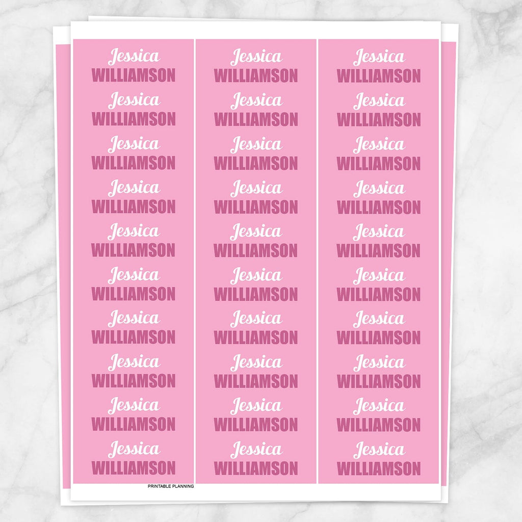 Pink Name Labels For School Supplies Printable At Printable Planning For Only 4 00