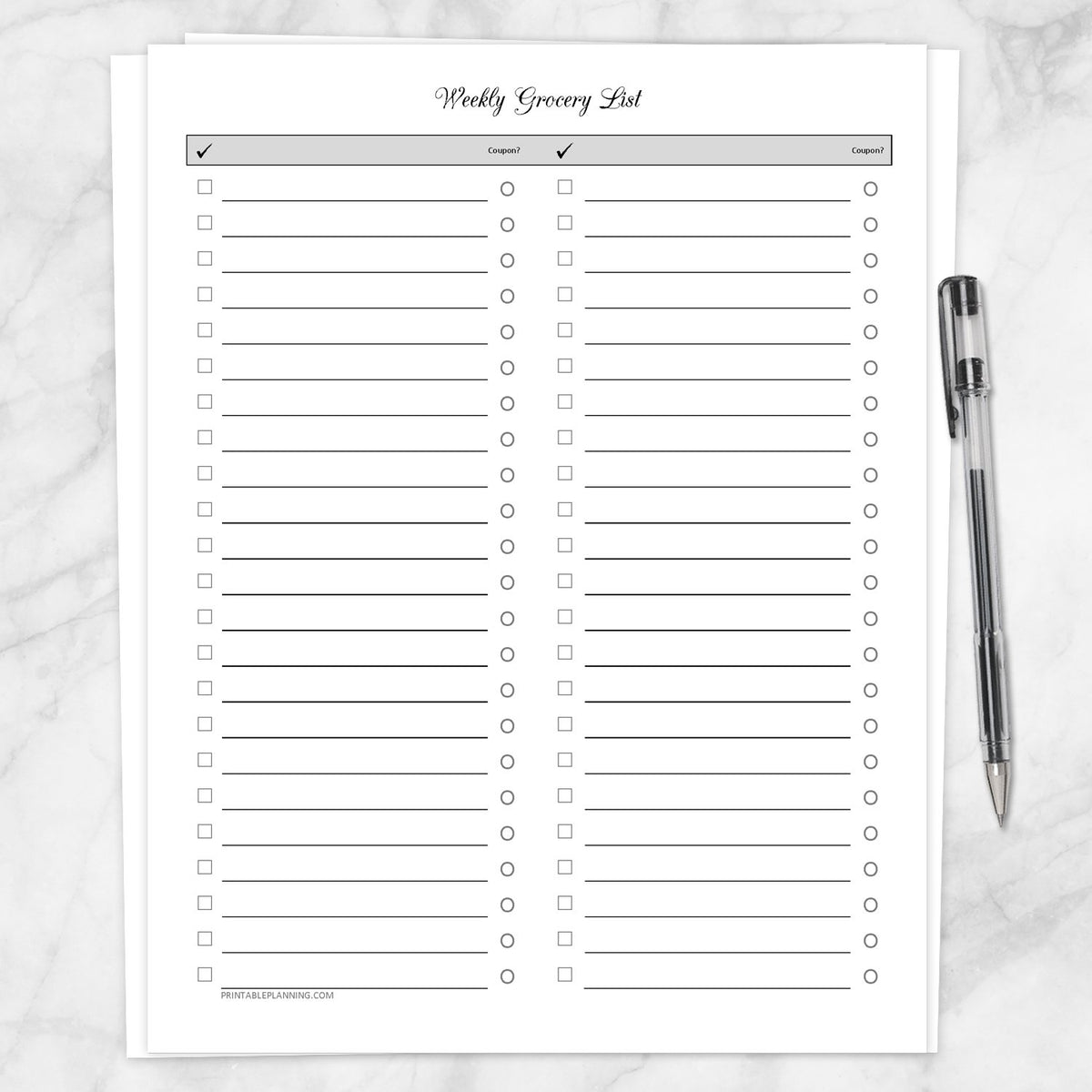 weekly grocery list full page clean and simple printable at