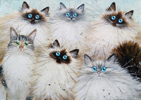 six cats painting by Kim Haskins