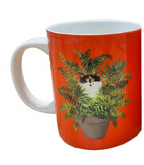 Kim Haskins Cleo Cat In Plant mug