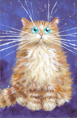 Ginger Kitten on Purple by Kim Haskins