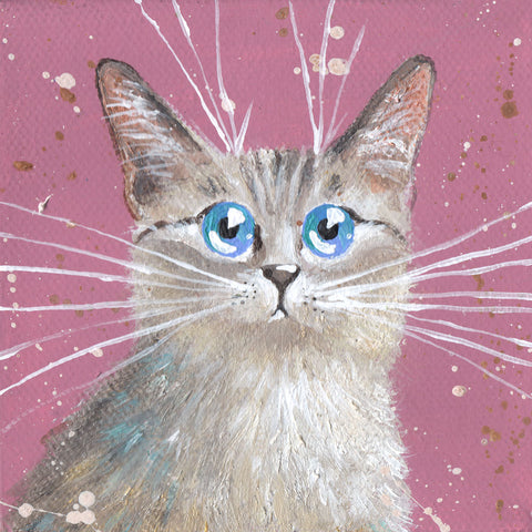 Small Grey Cat With Blue Eyes by Kim Haskins