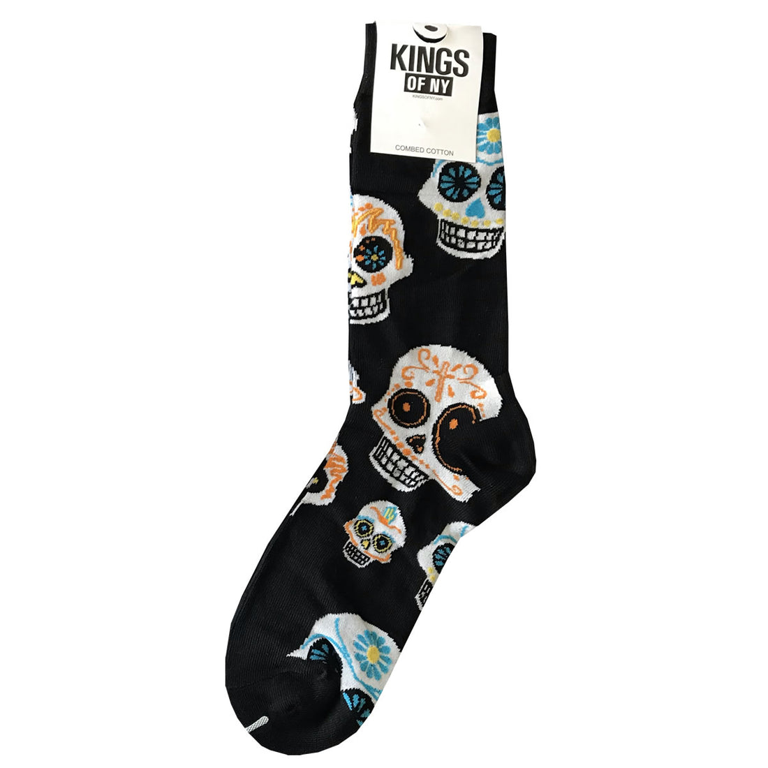 Men's Ribbed Skull Novelty Socks-NVPS2050-BK