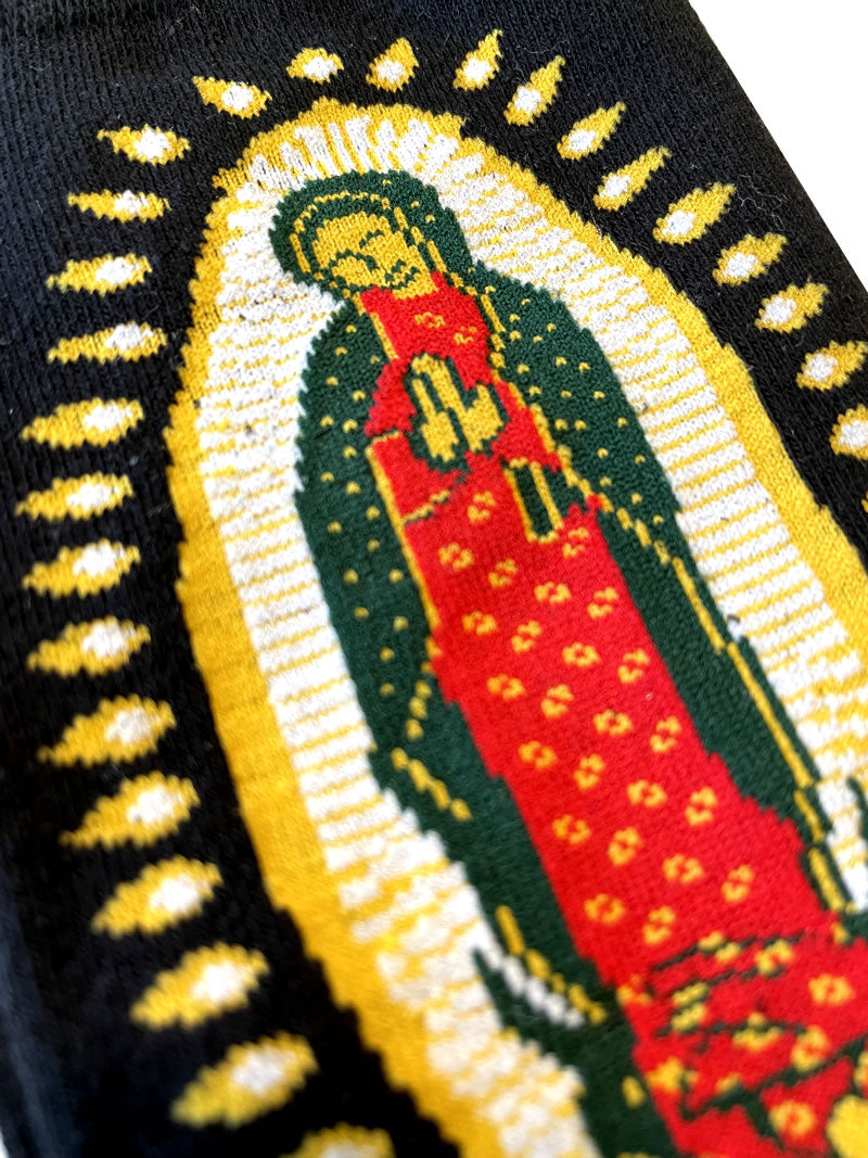 Black Virgin Of Guadalupe Religious Mens Crew Socks