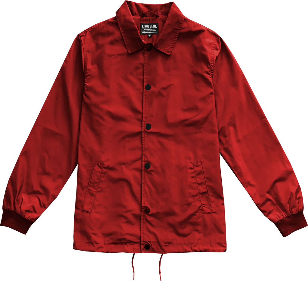 Crimson Red Mens Nylon Windbreaker Coaches Jacket by KINGS OF NY