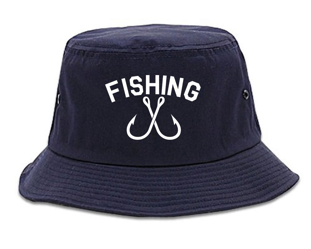 Master Baiter Fishing Hook Mens Bucket Hat by Kings of NY Blue / Os