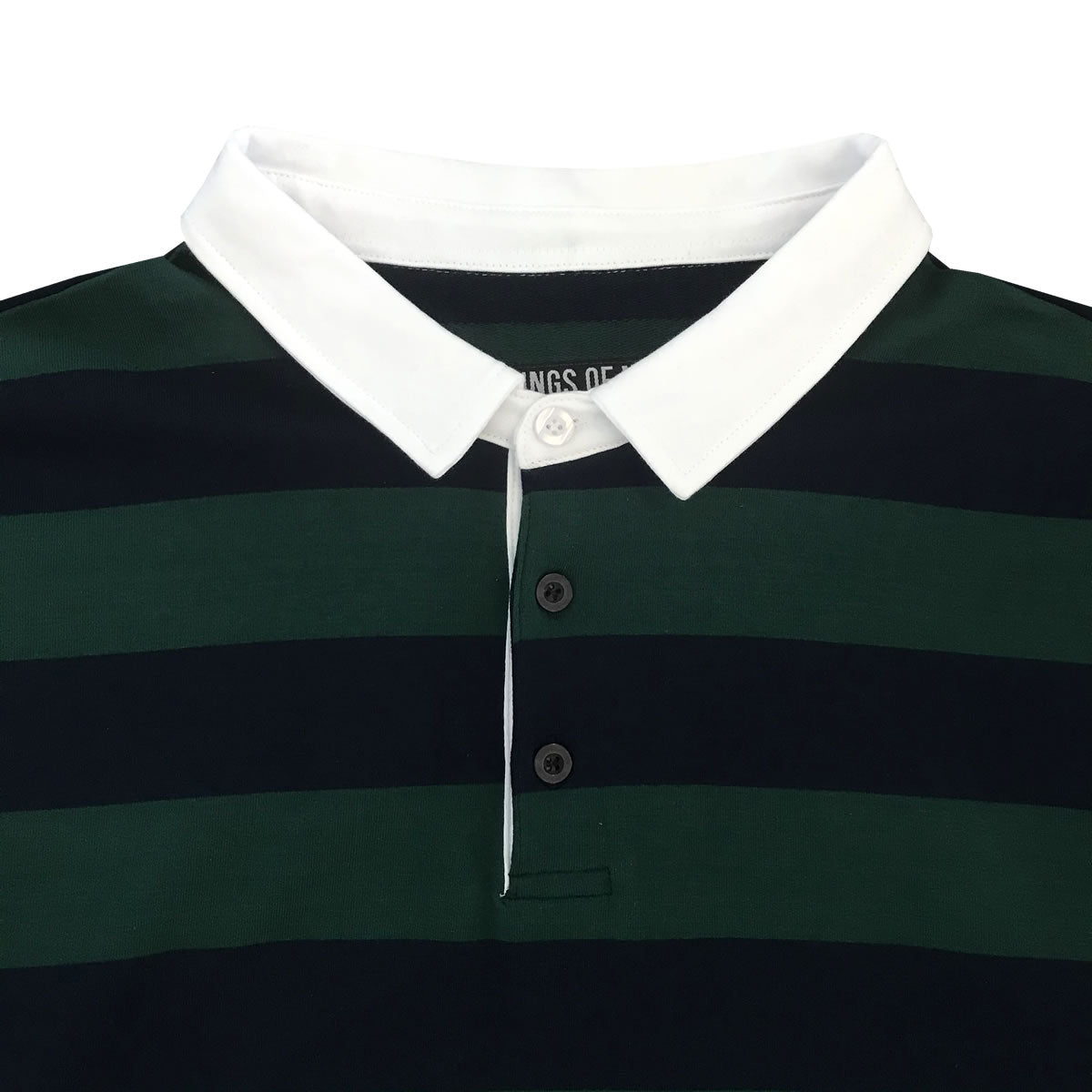 Green And Navy Blue Striped Mens Long Sleeve Rugby Shirt