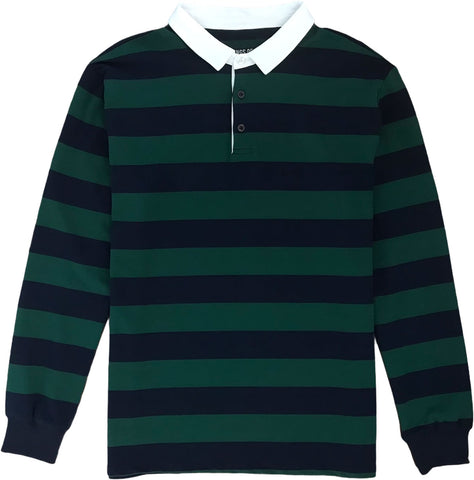 Green And Navy Blue Striped Mens Long Sleeve Rugby Shirt – KINGS OF NY